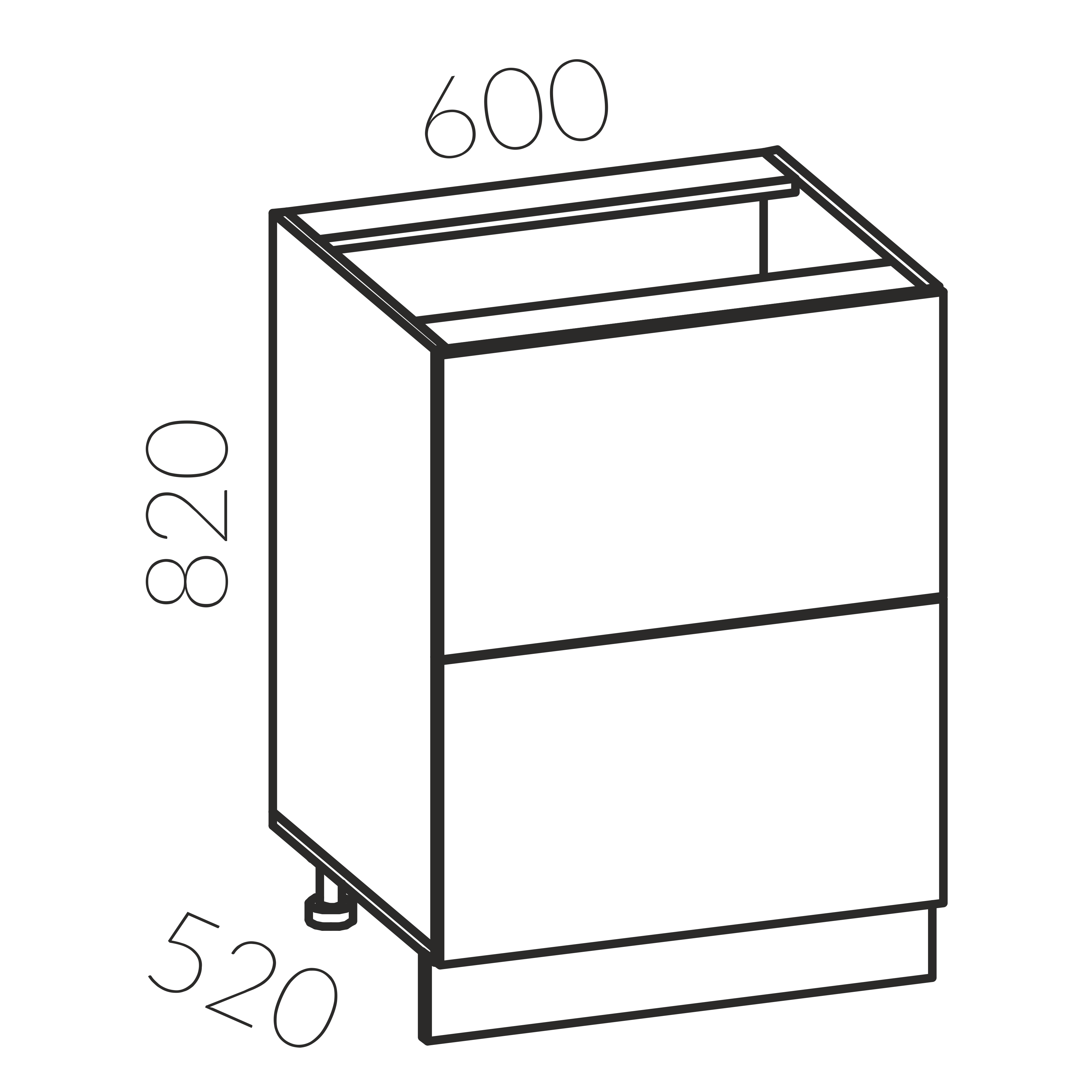 Тумба рабочая 600 с 2 ящ. (Бонита)